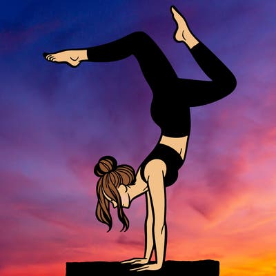 a woman doing a handstand