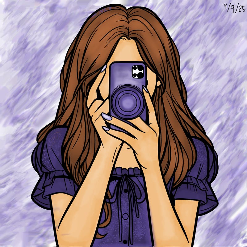 a realistic girl holding her phone taking pictures