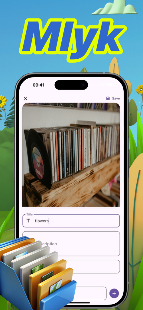 Mlyk PhotoSorter app interface on iPhone showing photo tagging and digital organization folders
