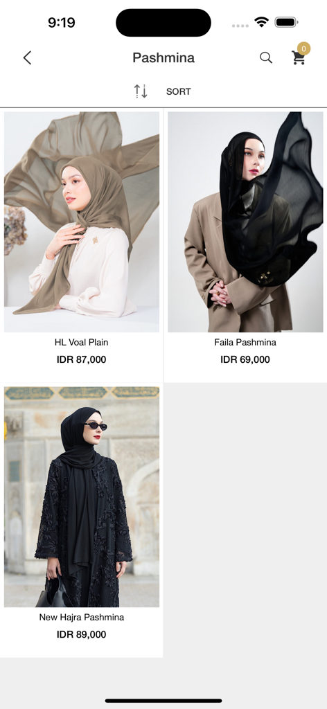 Heaven Lights - Heaven Lights app screen displaying a premium pashmina and hijab collection