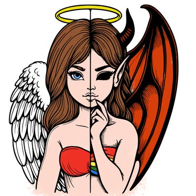 realistic angel half demon