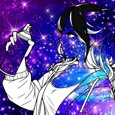 a realistic girl spray, painting