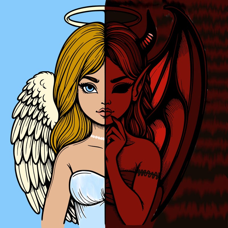 realistic angel half demon