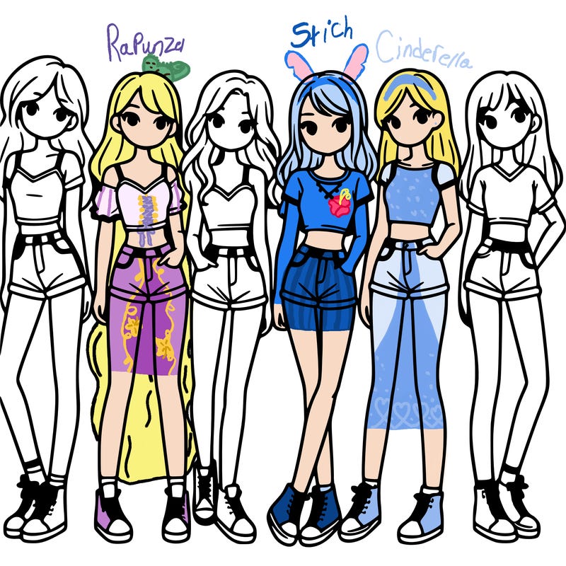 a group of girls wearing crop tops and shorts