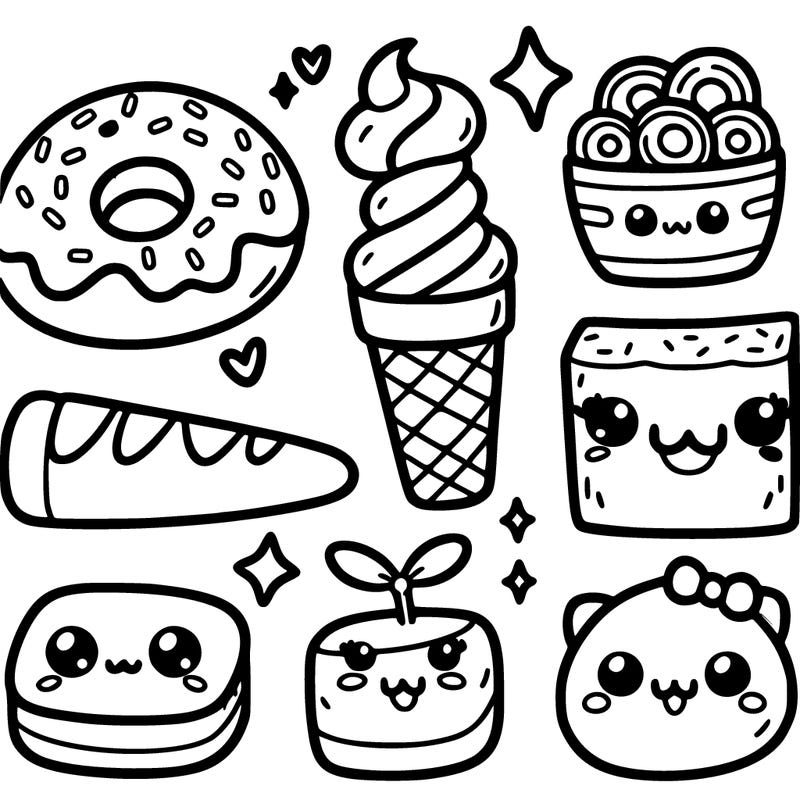 cute animated food