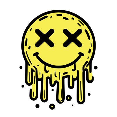 drippy smiley with x eyes