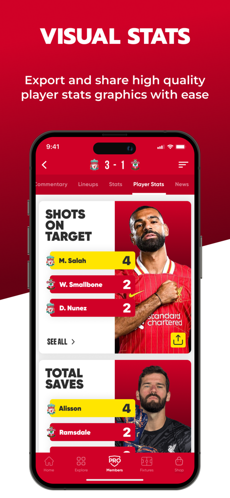 The Kop - Live Scores & News - Visual player statistics and exportable match graphics on The Kop app