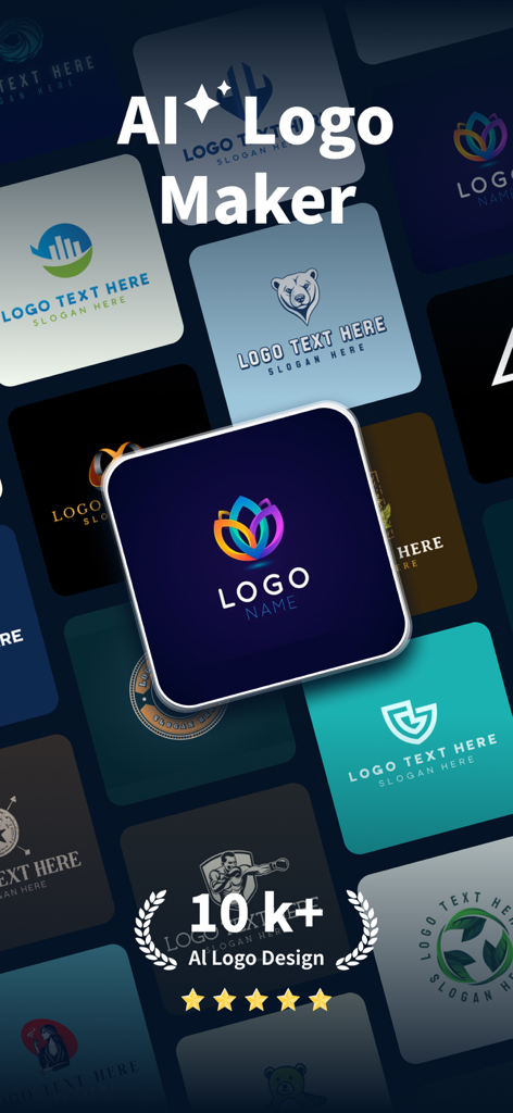 AI Logo Maker®Brand Design - Una muestra de varios diseños y estilos de logotipos profesionales creados con la aplicación AI Logo Maker.