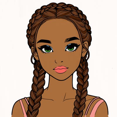 realistic girl with braids