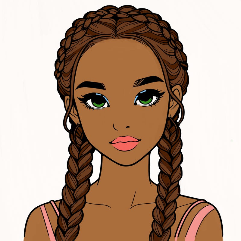 realistic girl with braids