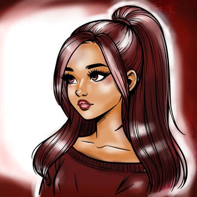 realistic girl with a high ponytail