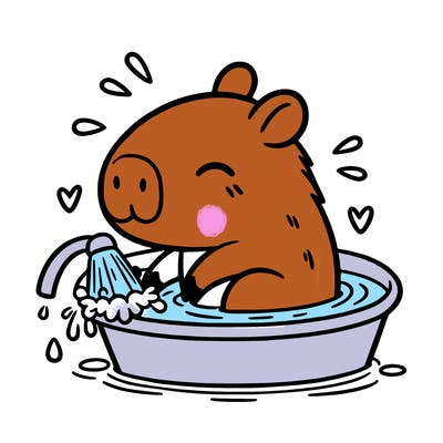 capybara taking a bath