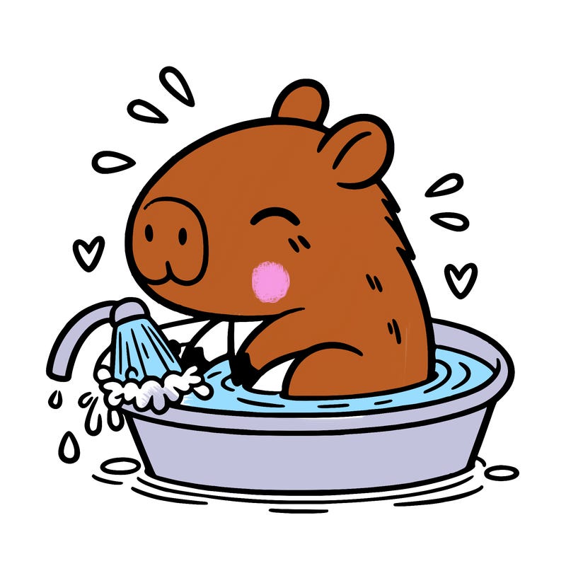 capybara taking a bath