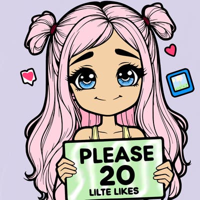 realistic girl holding a sign that says please 20 likes