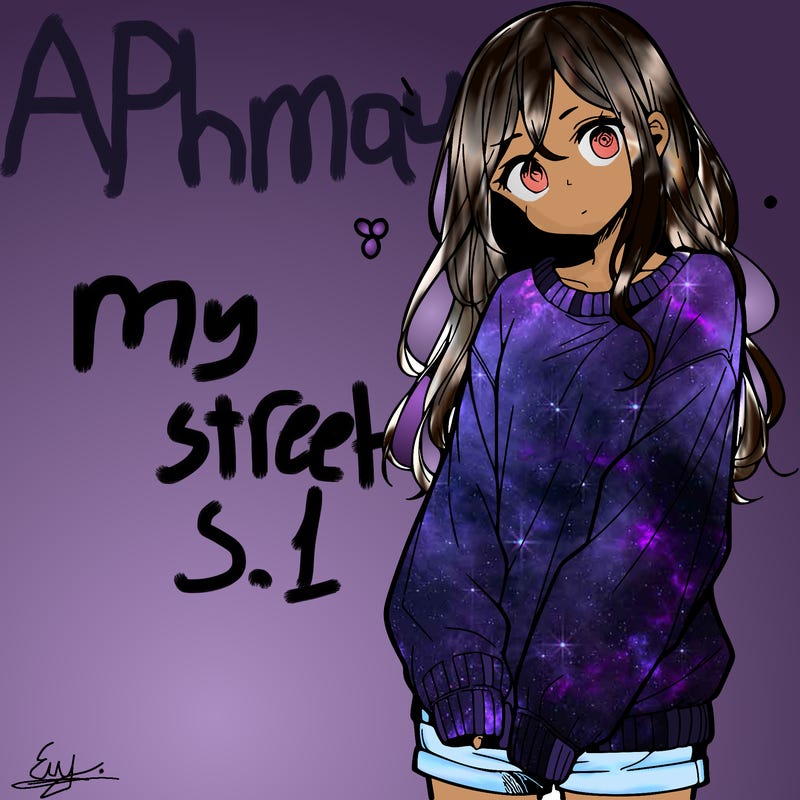 manga teen girl  in a sweater and baggy pants