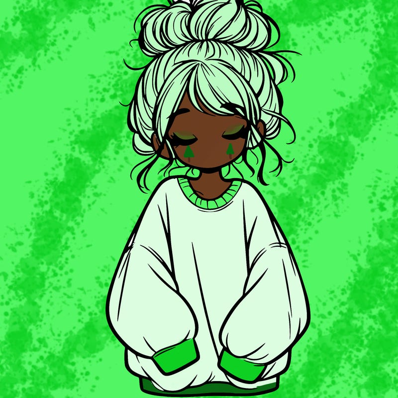 girl with baggy sweatshirt and messy bun