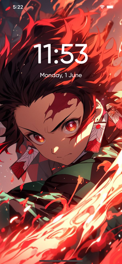 Aesthetic Anime Wallpaper 4K - Fond d'écran anime Demon Slayer Tanjiro Kamado 4K sur écran de verrouillage iPhone