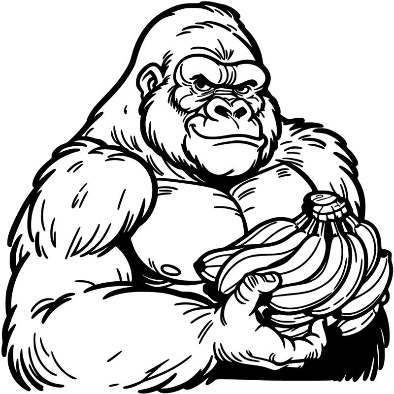 gorilla holding a bunch of bananas