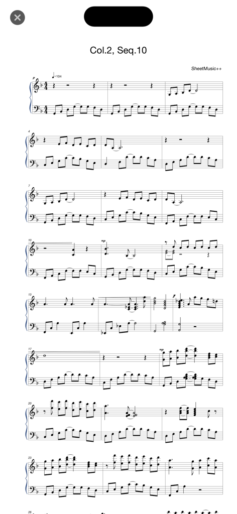 Music Reader -Sheet Music Note - Digital sheet music notation displayed on a mobile screen for piano practice