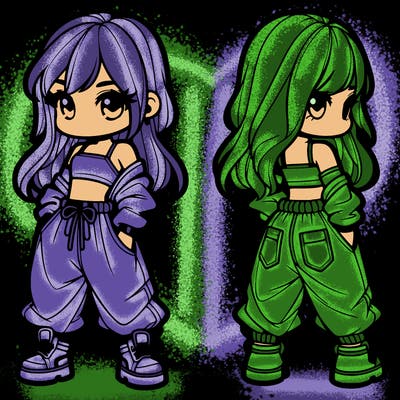 girl in crop top and baggy pants