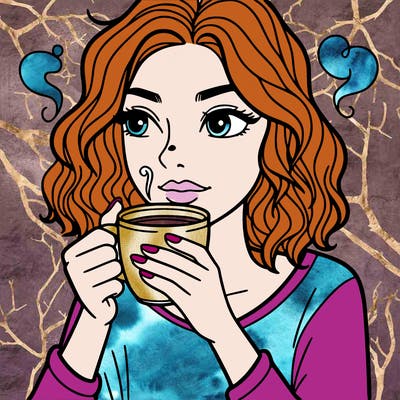 a woman drinking coffee