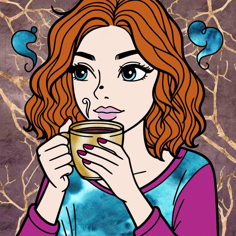 a woman drinking coffee