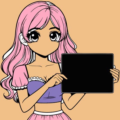 realistic pretty girl holding blank sign