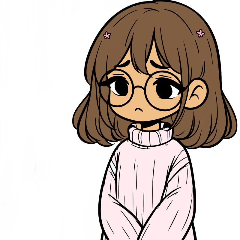 sad girl with glasses in a sweater