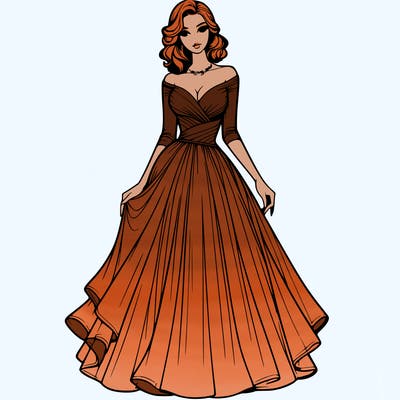 realistic woman in a beautiful dress