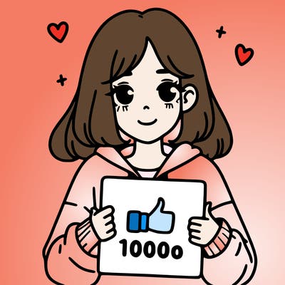 a girl with a sign saying 1000 likes