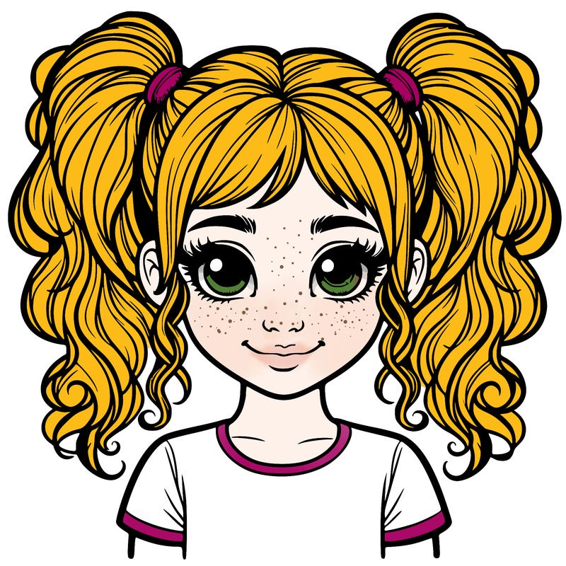 realistic girl with pigtails