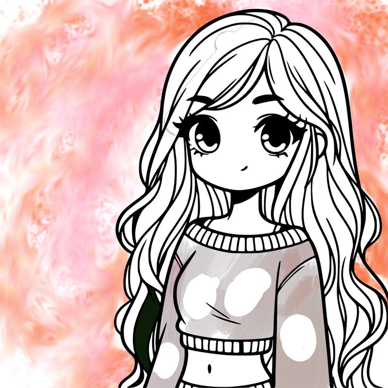 girl with long hair and a crop top with a sweater