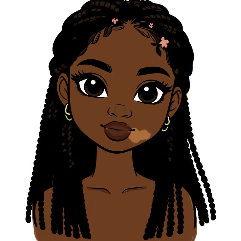 a realistic black girl with braids
