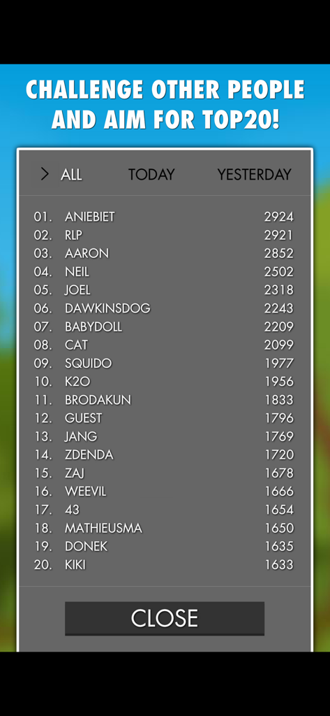 Word Search Champion PRO - Global TOP20 leaderboard showing competitive player rankings and scores for Word Search Champion PRO