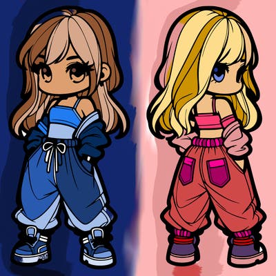 girl in crop top and baggy pants