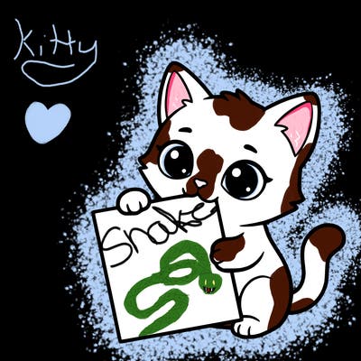 a small cat with a blank sheet of paper in its hand. the cat is sooooooo cute!