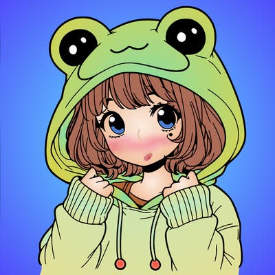 a cute teenage girl wearing a frog hoodie