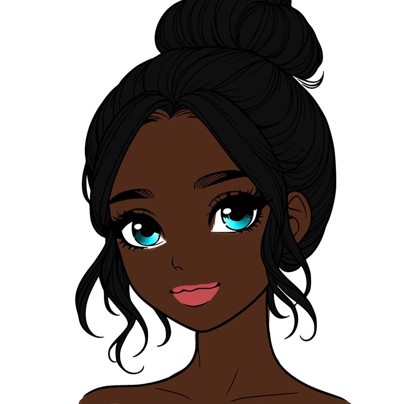 realistic pretty girl with hair in bun