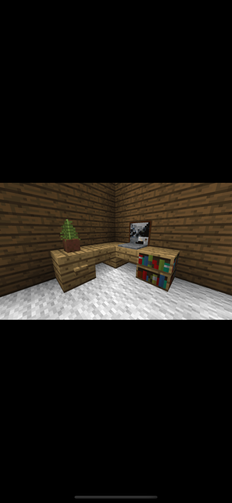 Furniture for Minecraft - Idea de escritorio esquinero de madera para Minecraft con un equipo informático