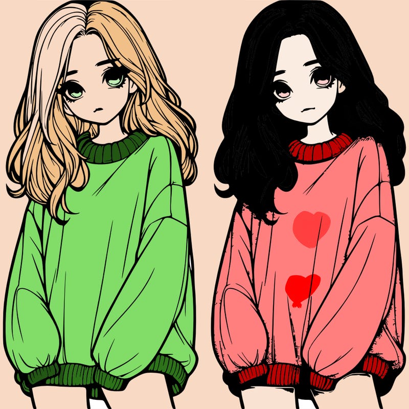 realistic girl with baggy sweater