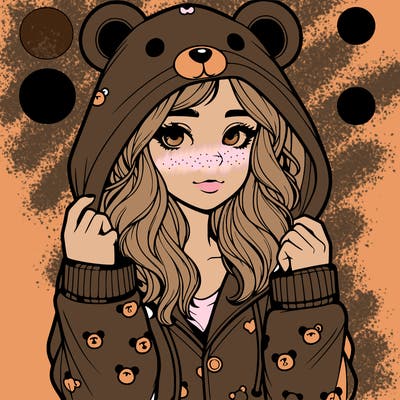 realistic girl in a animal pjs hoodie