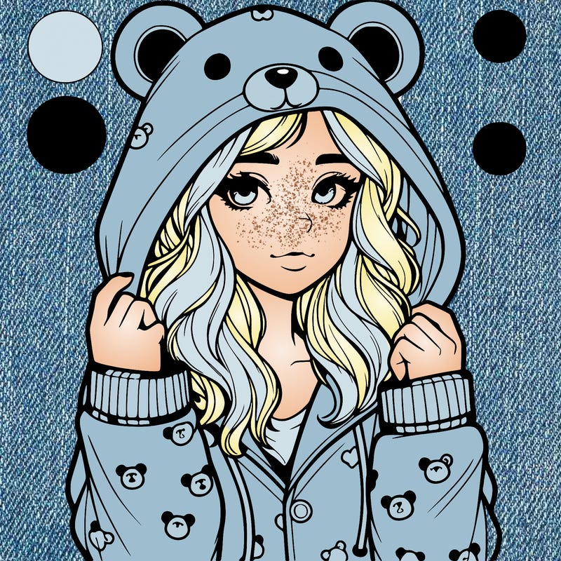realistic girl in a animal pjs hoodie
