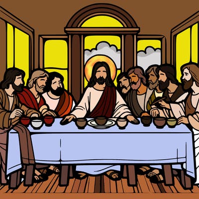 jesus shares the last supper with twelve apostles