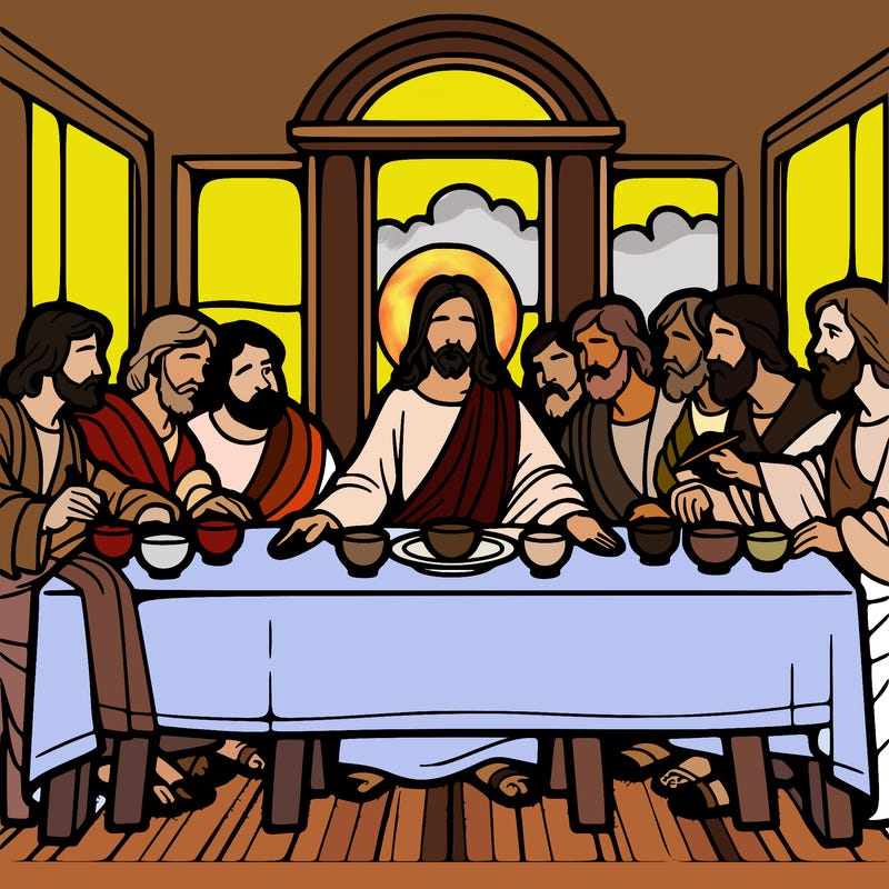 jesus shares the last supper with twelve apostles