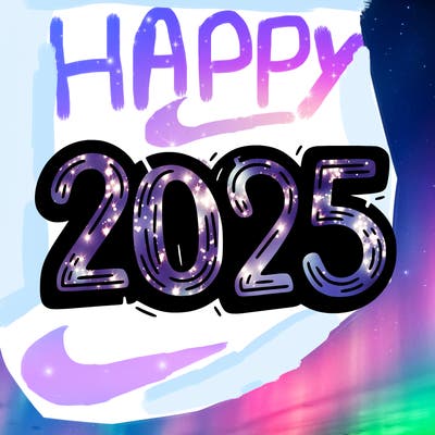 one line scrawled numbers sketch design “2025”