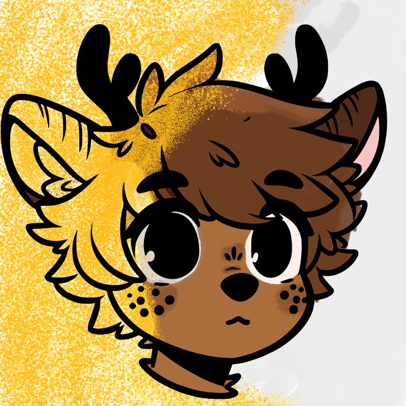 a humanoid deer with soft fluffy ears