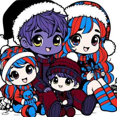 a cute family on christmas very realistic