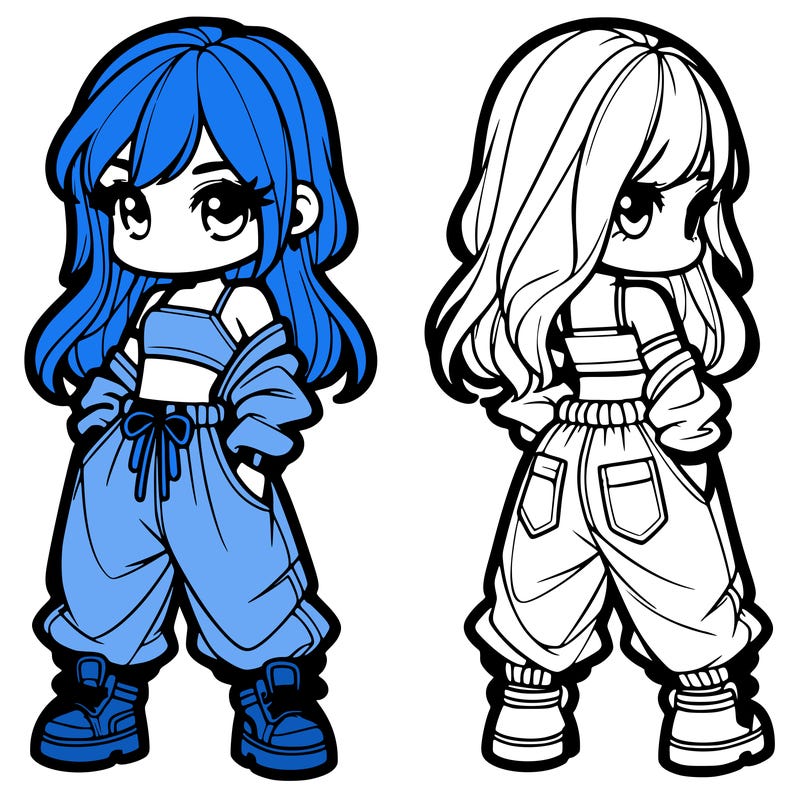 girl in crop top and baggy pants