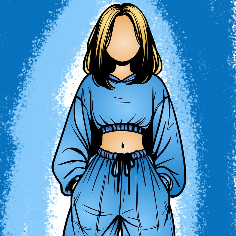 realistic girl faceless with baggy pants and a crop top