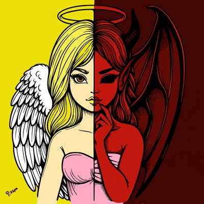 realistic angel half demon